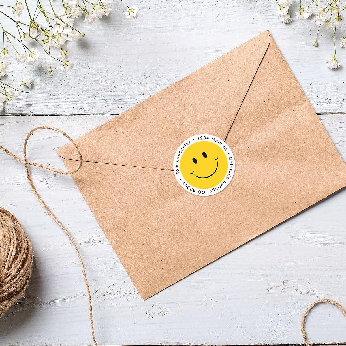 Amazon.com : Smiley Face Self-Adhesive, Flat-Sheet Round Address